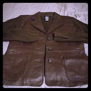 Sweater/leather jacket